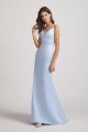 Spaghetti Straps Sheath V-Neck Satin Bridesmaid Dress UK