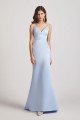 Spaghetti Straps Sheath V-Neck Satin Bridesmaid Dress UK