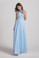 Floor Length Chiffon Bridesmaid Dress with Criss Cross Neckline UK