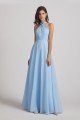 Floor Length Chiffon Bridesmaid Dress with Criss Cross Neckline UK