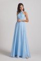 Floor Length Chiffon Bridesmaid Dress with Criss Cross Neckline UK