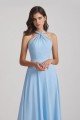 Floor Length Chiffon Bridesmaid Dress with Criss Cross Neckline UK