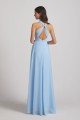 Floor Length Chiffon Bridesmaid Dress with Criss Cross Neckline UK