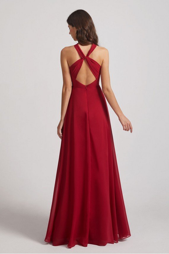 A-Line Chiffon Cross Halter Neckline Bridesmaid Dress UK