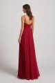 Spaghetti Straps V-Neck Waist-Tie Chiffon Bridesmaid Dress UK