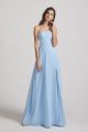 Strapless Chiffon Ruched Split Long Blue Bridesmaid Dress UK