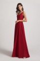 Pleated A-Line Spaghetti Straps V-Neck Chiffon Bridesmaid Dress UK