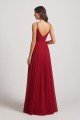 Pleated A-Line Spaghetti Straps V-Neck Chiffon Bridesmaid Dress UK