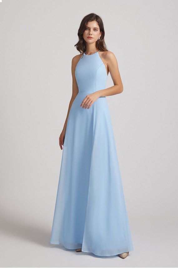 Halter Jewel Side Slit Chiffon Bridesmaid Dress UK
