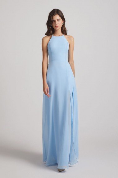 Halter Jewel Side Slit Chiffon Bridesmaid Dress UK