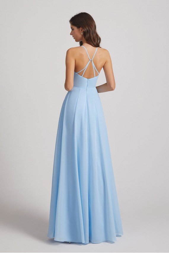 Halter Jewel Side Slit Chiffon Bridesmaid Dress UK
