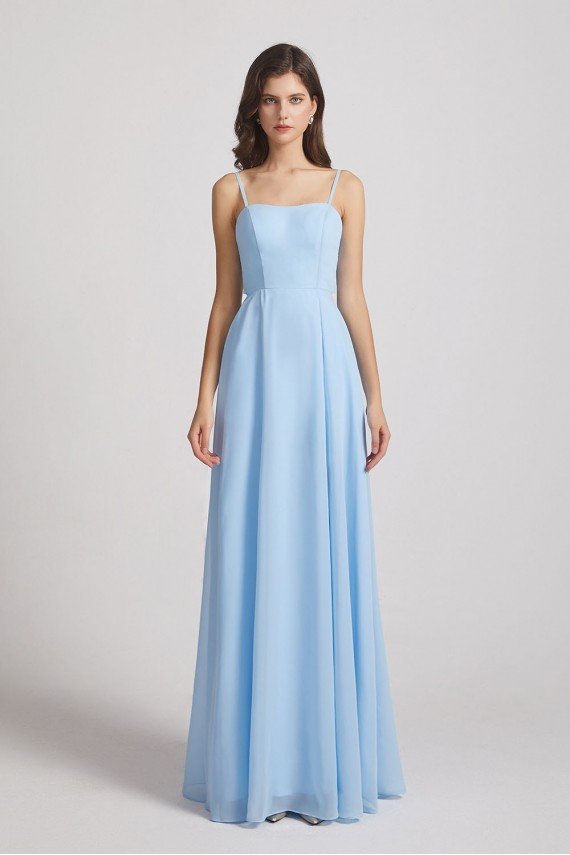 Spaghetti Straps Chiffon Split-side Long Bridesmaid Dress UK