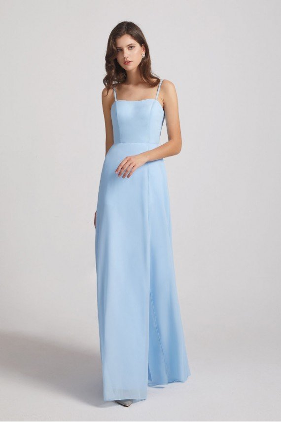 Spaghetti Straps Chiffon Split-side Long Bridesmaid Dress UK