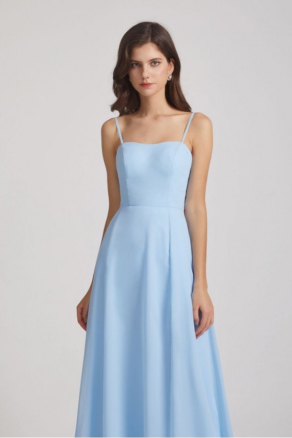 Spaghetti Straps Chiffon Split-side Long Bridesmaid Dress UK