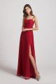 Spaghetti Straps Long Chiffon Bridesmaid Dress with Side Slit UK