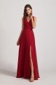 V-Neck Pleated Chiffon Criss-cross Straps Bridesmaid Dress UK