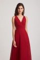 V-Neck Pleated Chiffon Criss-cross Straps Bridesmaid Dress UK