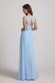 Bias Cut Tie-waist Bridesmaid Dress with Illusion Boat Neckline and Overlay UK