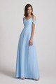 Light Sky Blue A-Line Cold Shoulder Chiffon Bridesmaid Dress UK