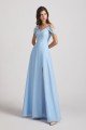 Light Sky Blue A-Line Cold Shoulder Chiffon Bridesmaid Dress UK