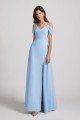 Light Sky Blue A-Line Cold Shoulder Chiffon Bridesmaid Dress UK