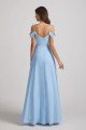 Light Sky Blue A-Line Cold Shoulder Chiffon Bridesmaid Dress UK