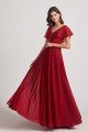 Ruffle Neckline Pleated Chiffon A-Line Bridesmaid Dress UK