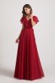 Ruffle Neckline Pleated Chiffon A-Line Bridesmaid Dress UK