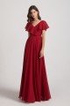Ruffle Neckline Pleated Chiffon A-Line Bridesmaid Dress UK