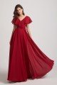 Ruffle Neckline Pleated Chiffon A-Line Bridesmaid Dress UK