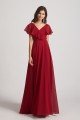 Ruffle Neckline Pleated Chiffon A-Line Bridesmaid Dress UK