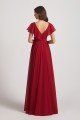 Ruffle Neckline Pleated Chiffon A-Line Bridesmaid Dress UK