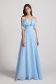 Flowy Chiffon Long Bohemian Cold Shoulder Bridesmaid Dress UK