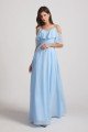 Flowy Chiffon Long Bohemian Cold Shoulder Bridesmaid Dress UK