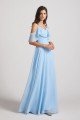 Flowy Chiffon Long Bohemian Cold Shoulder Bridesmaid Dress UK
