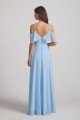 Flowy Chiffon Long Bohemian Cold Shoulder Bridesmaid Dress UK