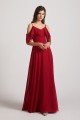 Cold Shoulder Chiffon Long Flowy Bridesmaid Dress UK