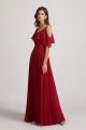 Cold Shoulder Chiffon Long Flowy Bridesmaid Dress UK