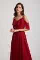 Cold Shoulder Chiffon Long Flowy Bridesmaid Dress UK