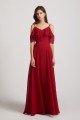 Cold Shoulder Chiffon Long Flowy Bridesmaid Dress UK