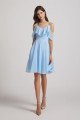 Cold Shoulder Flounce Blue Chiffon Short Bridesmaid Dress UK