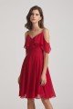Knee Length Cold Shoulder Flounce Chiffon Bridesmaid Dress UK