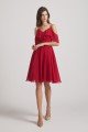 Knee Length Cold Shoulder Flounce Chiffon Bridesmaid Dress UK