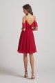 Knee Length Cold Shoulder Flounce Chiffon Bridesmaid Dress UK