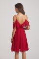 Knee Length Cold Shoulder Flounce Chiffon Bridesmaid Dress UK