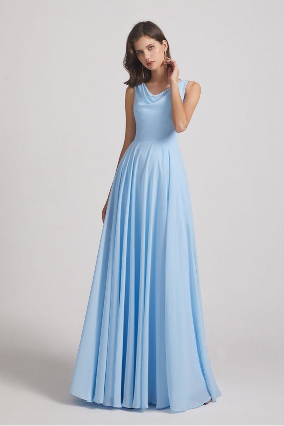Sleeveless Cowl Chiffon A-Line Bridesmaid Dress UK