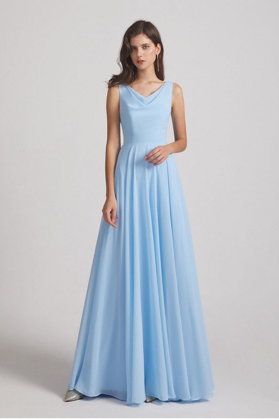 Sleeveless Cowl Chiffon A-Line Bridesmaid Dress UK