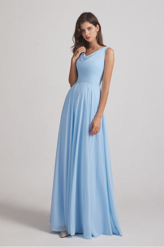 Sleeveless Cowl Chiffon A-Line Bridesmaid Dress UK