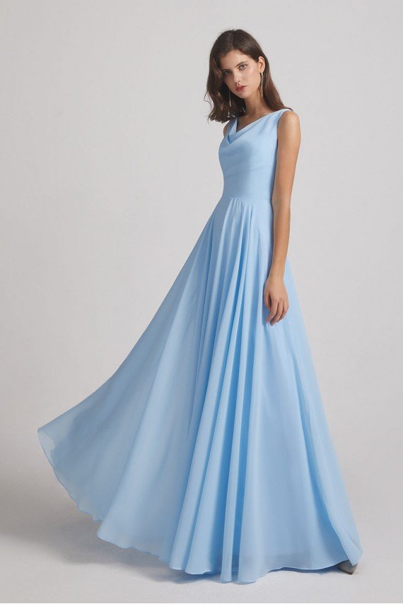 Sleeveless Cowl Chiffon A-Line Bridesmaid Dress UK