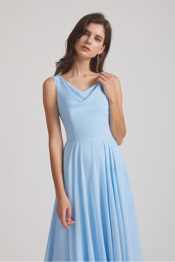 Sleeveless Cowl Chiffon A-Line Bridesmaid Dress UK